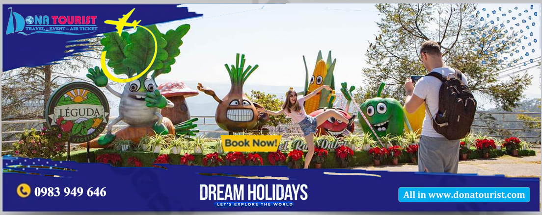 Tour Đà Lạt Kdl Pini Samten Hills 3 ngày 3 đêm đoàn du khách tham quan Mongo Land tour-da-lat-khu-du-lich-pini-samten-hills-3-ngay-3-dem-ngay-1-leguda-nha-hang-buffet-rau-sach-tai-da-lat
